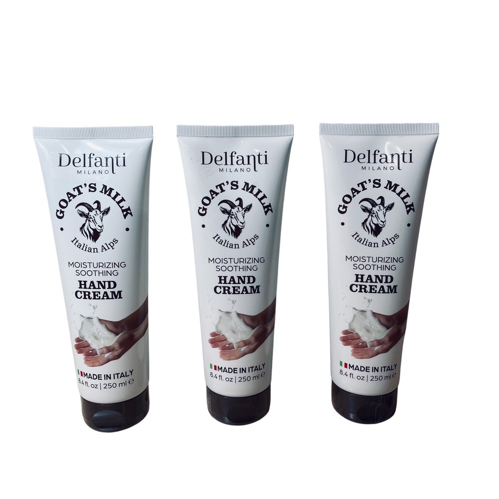 Delfanti Milano Goats Milk Hand Cream 8.4oz Italian Alps Shea Hyaluronic 3 Pack